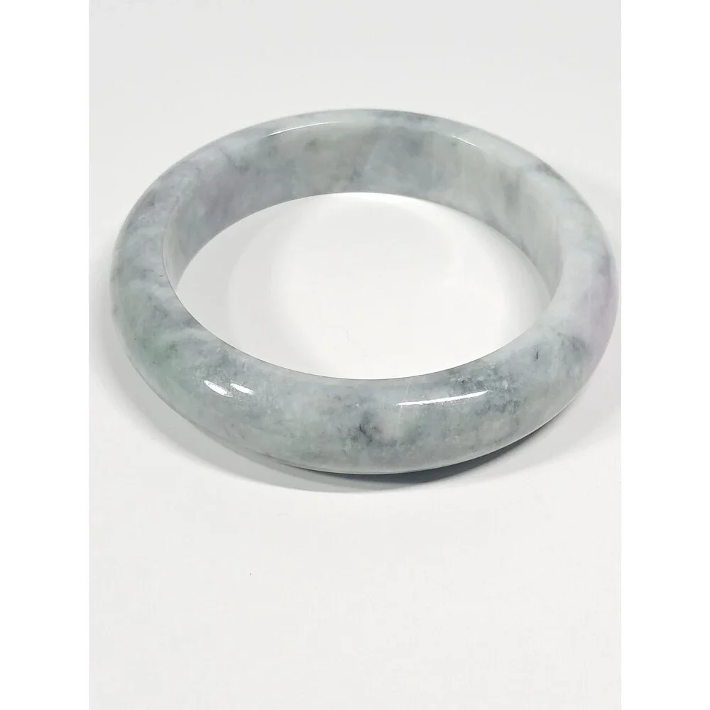 Smoky White Jadeite Bangle 67mm Lavender Veins